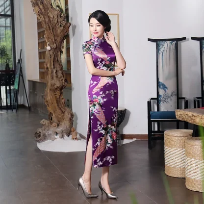 Short Sleeve Shiny Floral Dresses - Image 3