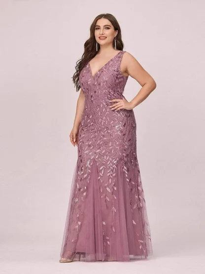Plus Size Sequin Floral Dresses - Image 4