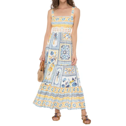 Square Neck Long Floral Dress - Image 2