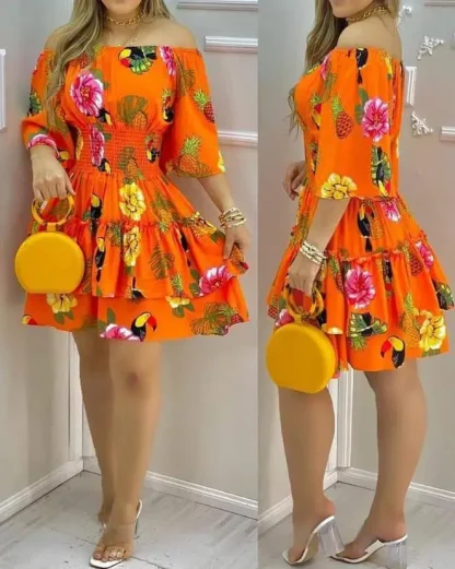 Off-shoulder Mini Floral Dress - Image 2