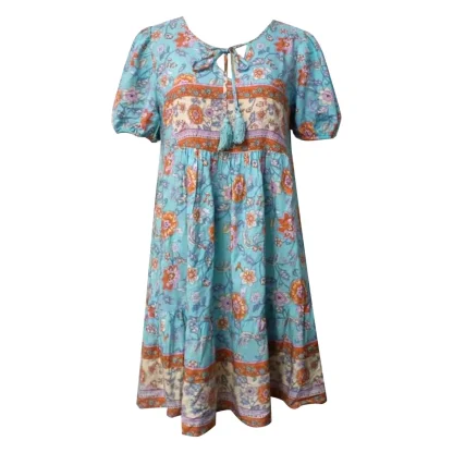 V-neck Boho-style Floral Dresses - Image 5