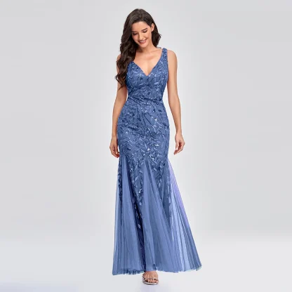 Elegant V-neck Mermaid Floral Dress - Image 6
