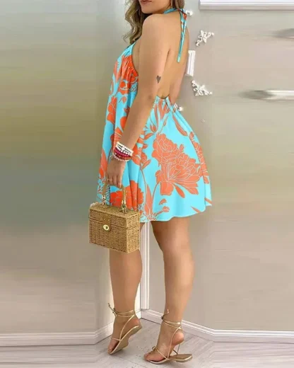 Halter Sexy Mini Floral Dresses - Image 3