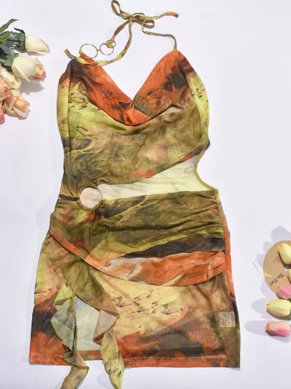 Sexy Cowl Neckline Floral Dress - Image 4