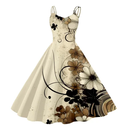 Sleeveless Printed Floral Dresses - Image 5