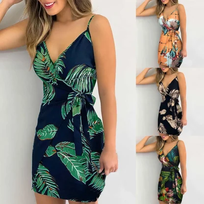 Wrap Sleeveless Floral Dresses - Image 4