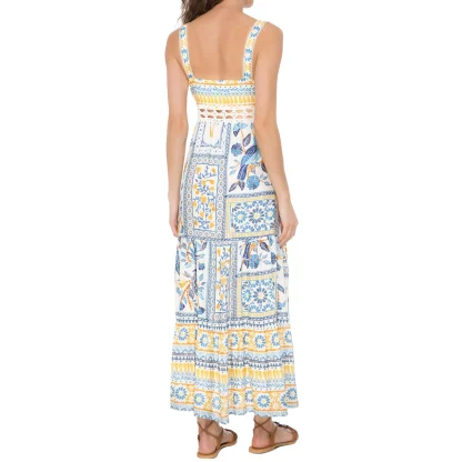 Square Neck Long Floral Dress - Image 3
