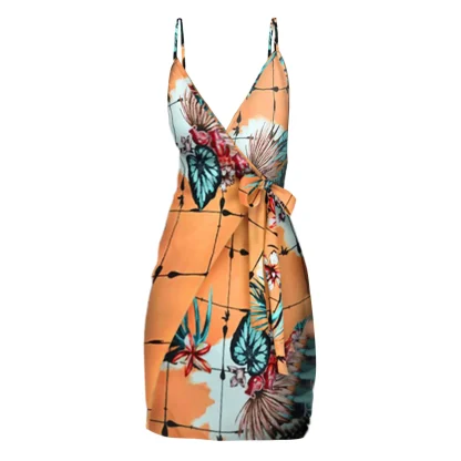 V-neck Wrap Around Floral Dresses - Image 6