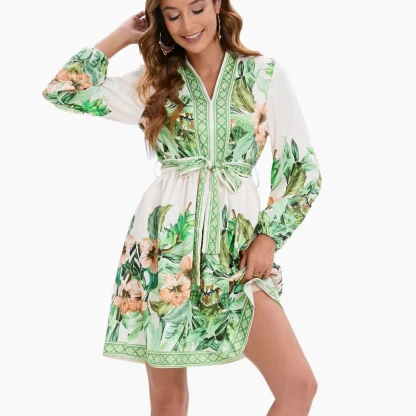 Printed Elegant Mini Floral Dress - Image 3