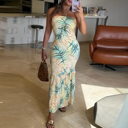 Tropical Halter Maxi Floral Dress - Image 6