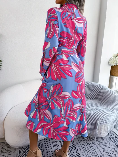 Long Sleeve Elegant Floral Dress - Image 4