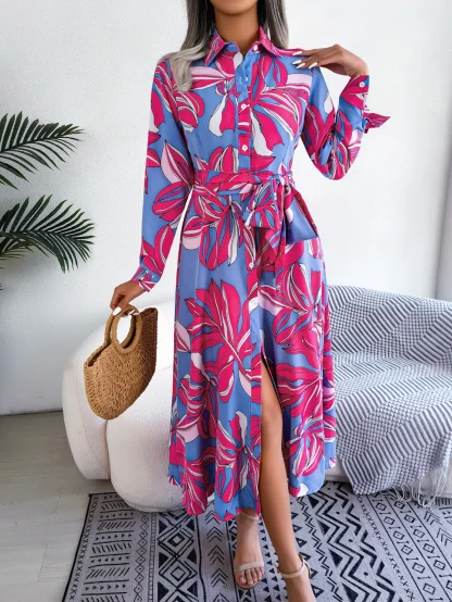 Long Sleeve Elegant Floral Dress - Image 3