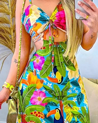 Elegant Cutout Long Floral Dress - Image 3