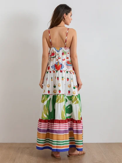 V-neck Spaghetti Strap Floral Dress - Image 6