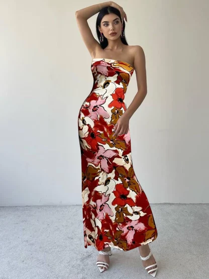 Strapless Maxi Floral Dress - Image 3