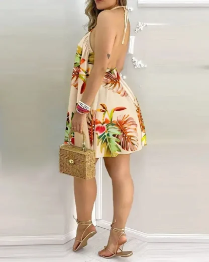 Halter Sexy Mini Floral Dresses - Image 2