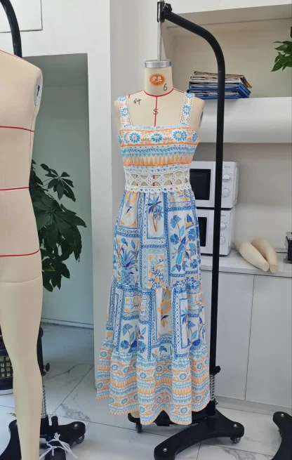 Square Neck Sleeveless Floral Dress - Image 3