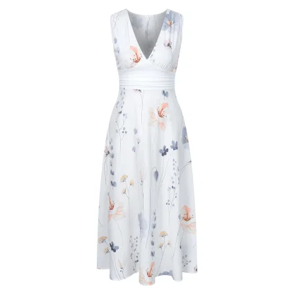 Elegant V-neck Maxi Floral Dresses - Image 5
