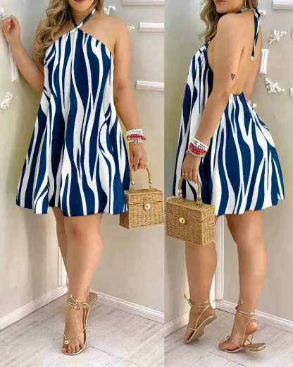 Halter Backless Mini Floral Dresses - Image 6