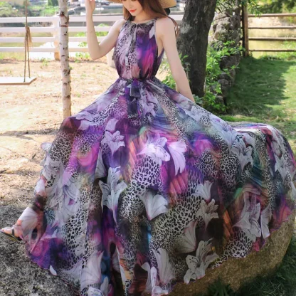 Flowy Sleeveless Maxi Floral Dress - Image 2