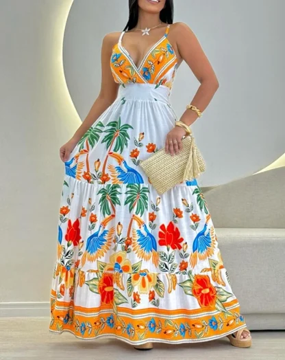 Spaghetti Strap Maxi Floral Dress