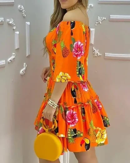 Off-shoulder Mini Floral Dress - Image 3