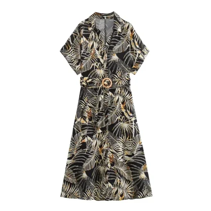 V-neck Button Down Floral Dress