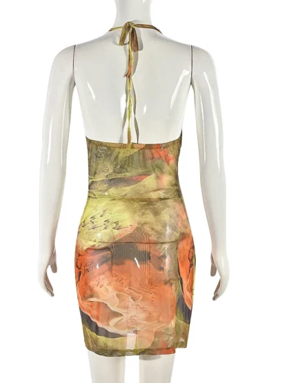 Sexy Cowl Neckline Floral Dress - Image 3