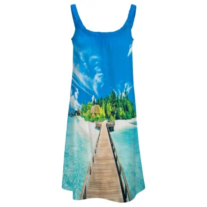 Scoop Neck Casual Floral Dresses - Image 5