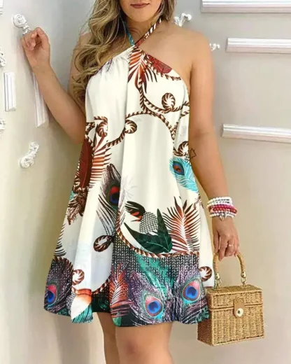 Halter Sexy Mini Floral Dresses