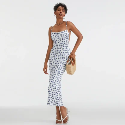 Sexy Backless Maxi Floral Dress