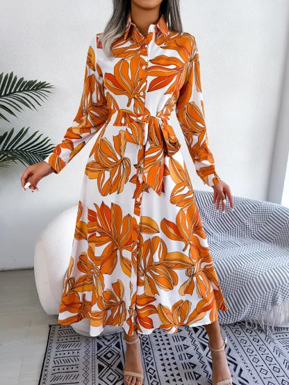 Long Sleeve Elegant Floral Dress - Image 5