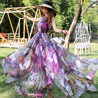 Flowy Sleeveless Maxi Floral Dress - Image 4
