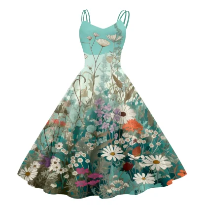Sleeveless Printed Floral Dresses