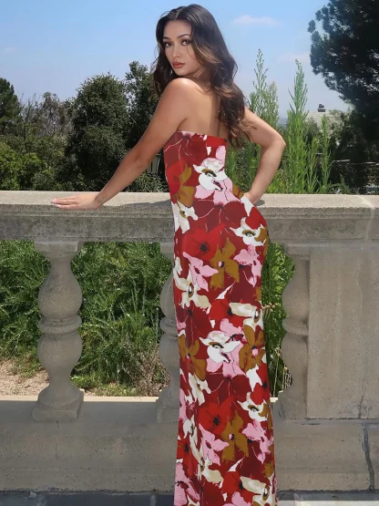 Strapless Maxi Floral Dress - Image 6
