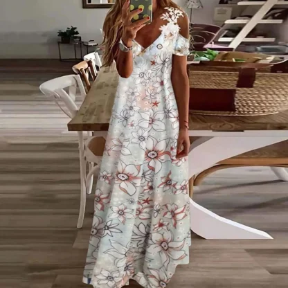 Cold-shoulder Maxi Floral Dress