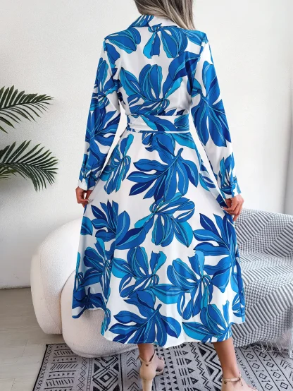Long Sleeve Elegant Floral Dress - Image 2