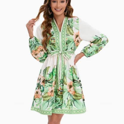 Printed Elegant Mini Floral Dress - Image 2