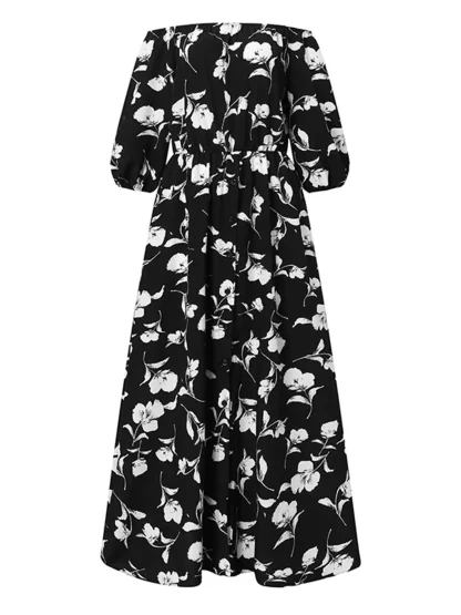 Off-shoulder High Slit Floral Dresses - Image 6