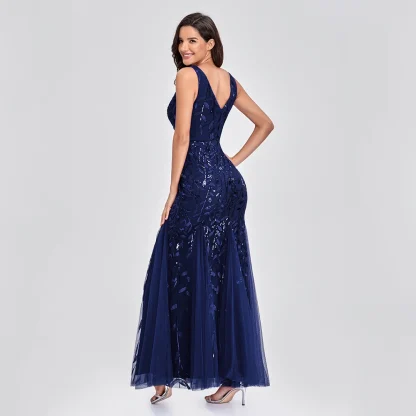 Elegant V-neck Mermaid Floral Dress - Image 5