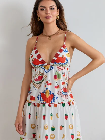V-neck Spaghetti Strap Floral Dress - Image 7