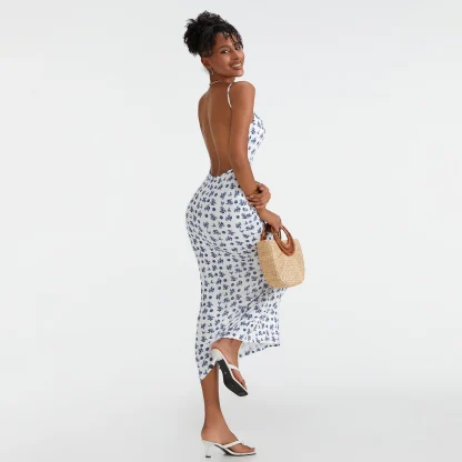 Sexy Backless Maxi Floral Dress - Image 3