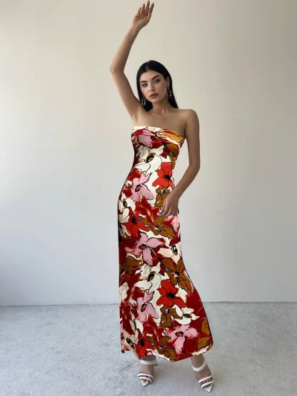 Strapless Maxi Floral Dress - Image 4