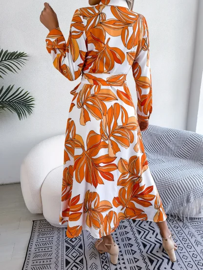 Long Sleeve Elegant Floral Dress - Image 6